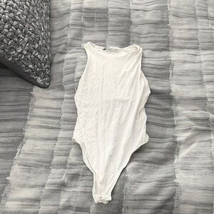High neck white bodysuit